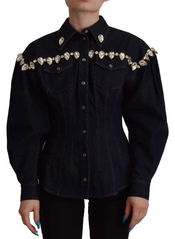 stylish men's peacoatElegant Crystal-embellished Denim Jacket