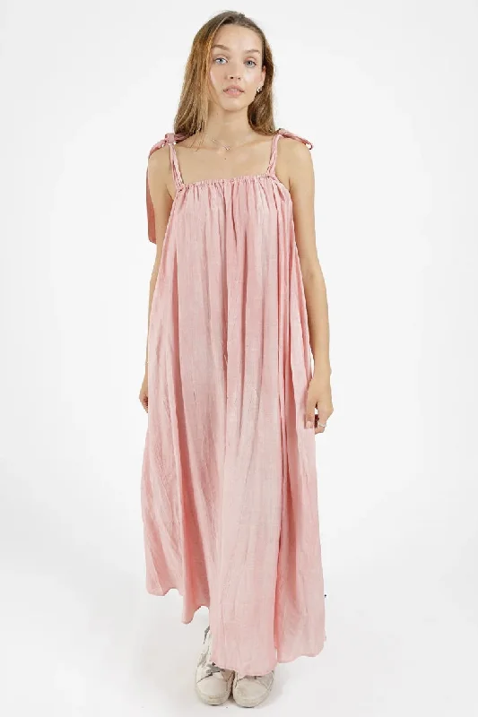 Women's Sweetheart-Neck DressesBowie Pink Tie Shoulder Maxi Dress