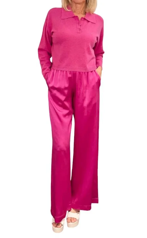 Women's Jodhpurs with Wide LegBrynn Silk Pant In Pink