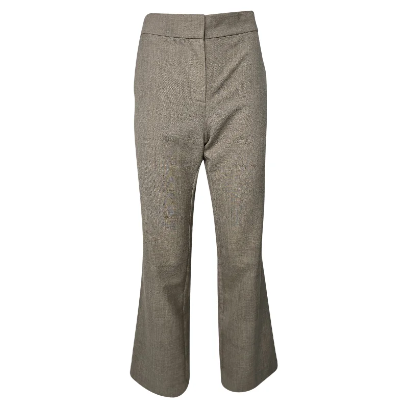 Women's Jodhpurs with Mandarin CollarThe Row High-Rise Flared Trousers in Beige Wool