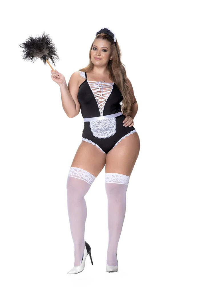 wireless maternity bras with sleep functionMapale Lingerie Plus French Maid Bodysuit, Apron & Head Piece