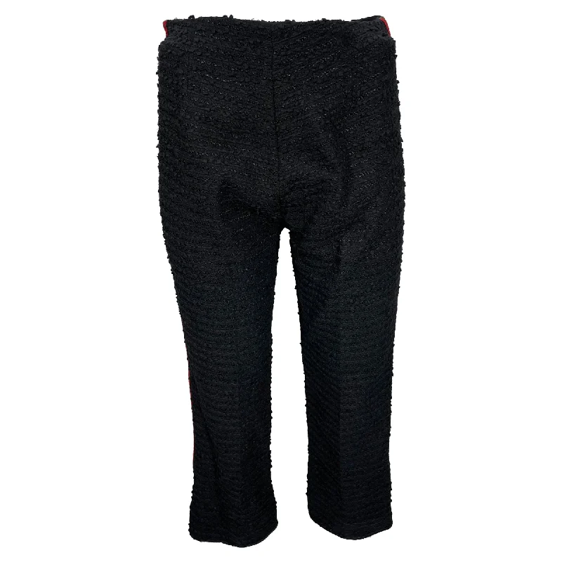 Women's Trouser PantsGucci Lace Trim High-Rise Cropped Trousers in Black Cotton Tweed