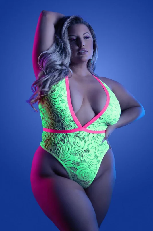 lightweight sports bras for hikingFantasy Queen Glow Black Light Spotlight Lace Teddy Neon Green