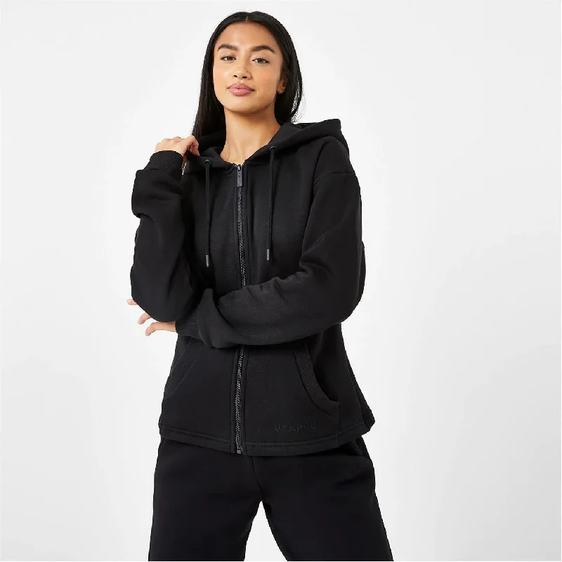 Men's hooded sweatshirt with ribbed waistbandUSAPRO Black Zip Up Hoodie