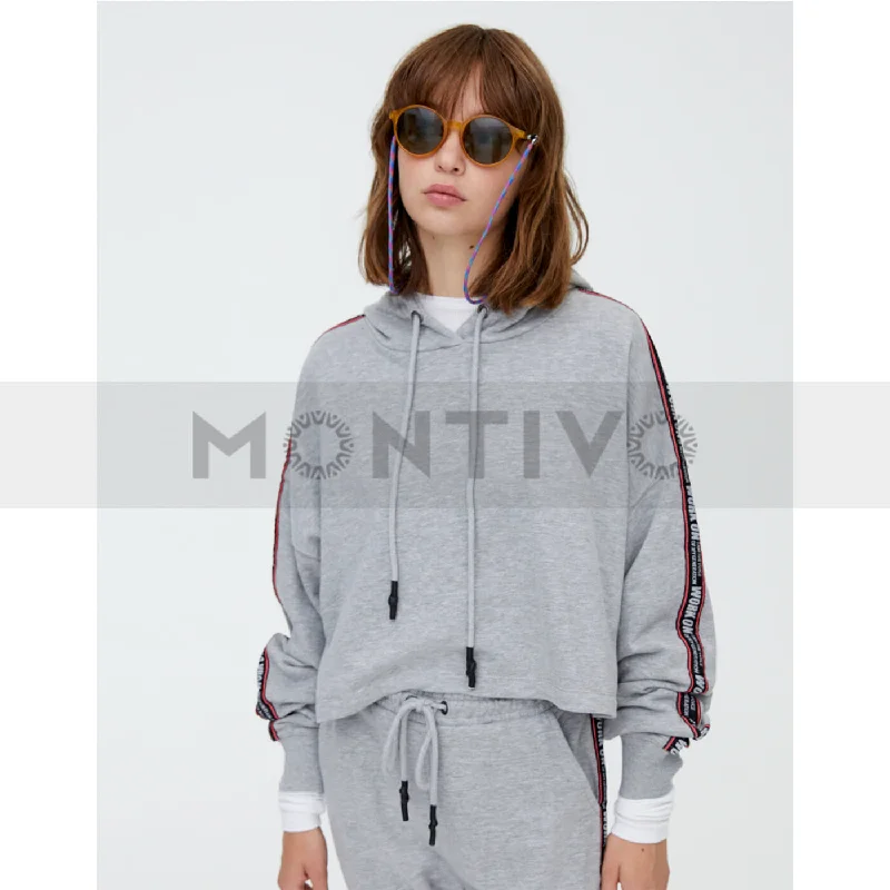 Men's zip-up hooded sweatshirtPB Slogan Stripe Grey Hoodie