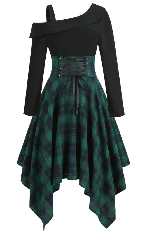 Women's Striped SkirtsGreen Plaid Halloween Vintage Dress