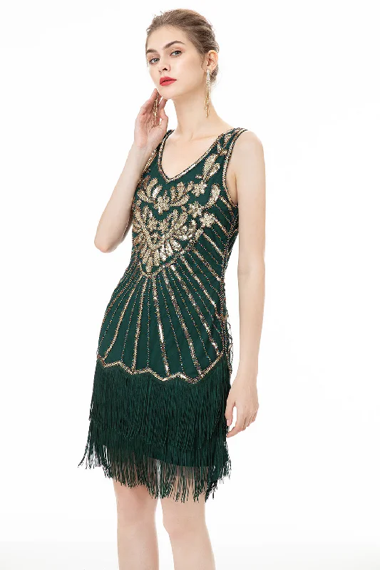 Women's Pencil SkirtsGreen Sequin Fringes 1920s Dress