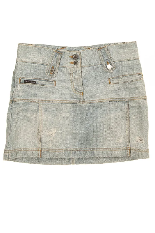 Women's Printed SkirtsDolce & Gabbana - Light Blue Denim Mini Skirt - IT 40