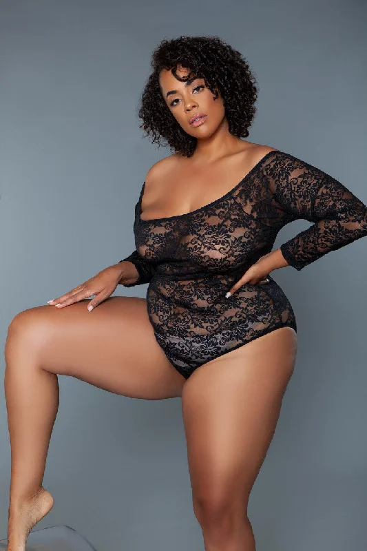 plus-size wireless brasBeWicked Plus Size Queen Marina Bodysuit Lace Black