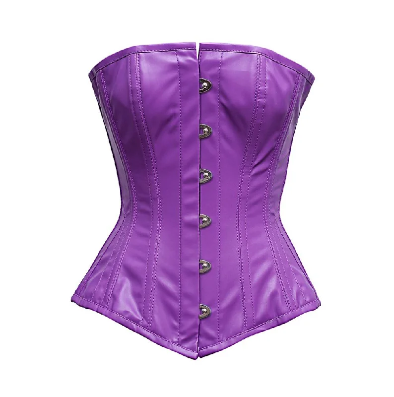 lace-trimmed chemise nightgownsMaher Steel Boned Purple Faux Leather Corset