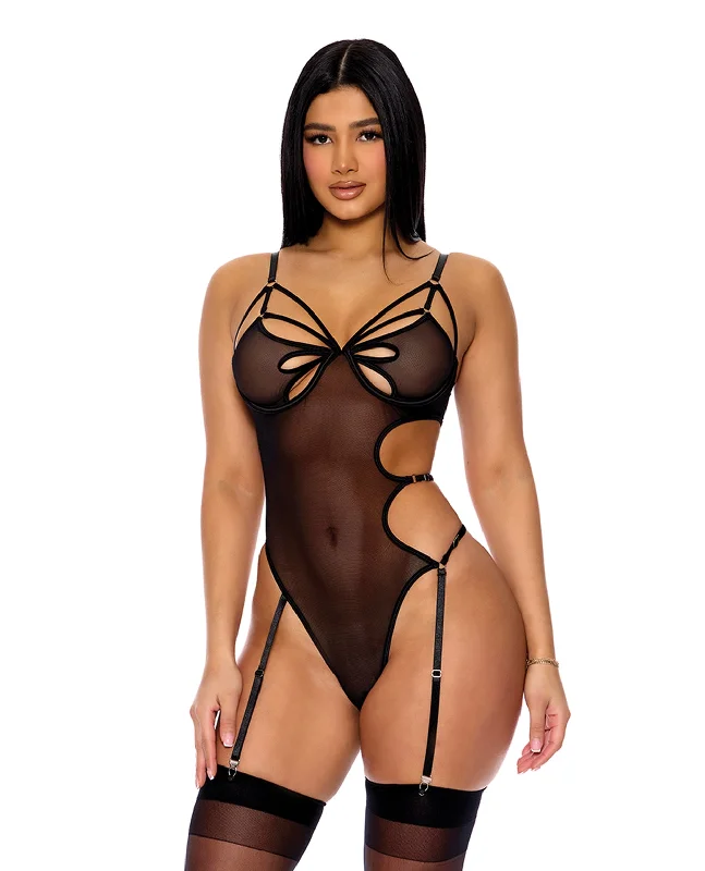 seamless lace tank topsForplay Feeling Butterflies Mesh Garter Teddy Black