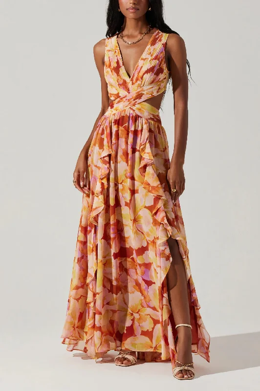 Women's Rounded-Neck DressesNoya Floral Maxi Dress