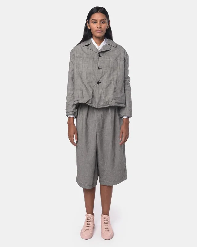 Women's Jodhpurs with Mandarin CollarPleated Culottes in Grey