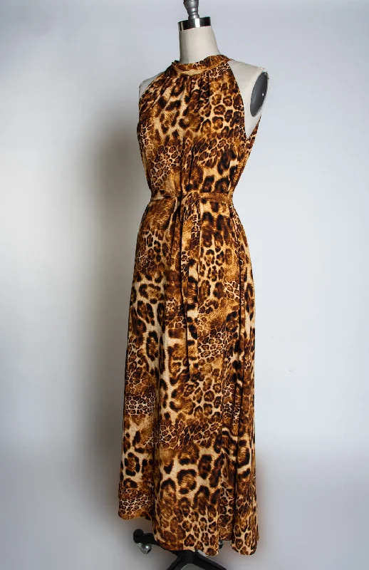 Women's High Collar DressesJane Maxi Dress - Multi-Leopard