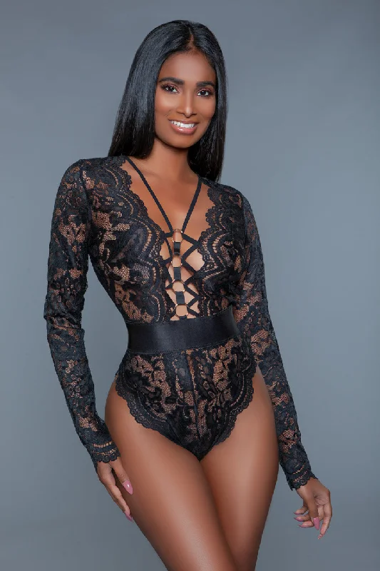 full-coverage underwire brasBeWicked Ramona Bodysuit Black Lace