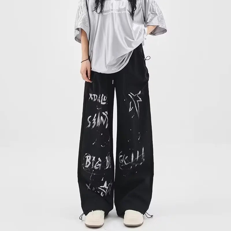  Women's High-Waisted PantsWomen's Fall Loose Hip-hop Letter Pants