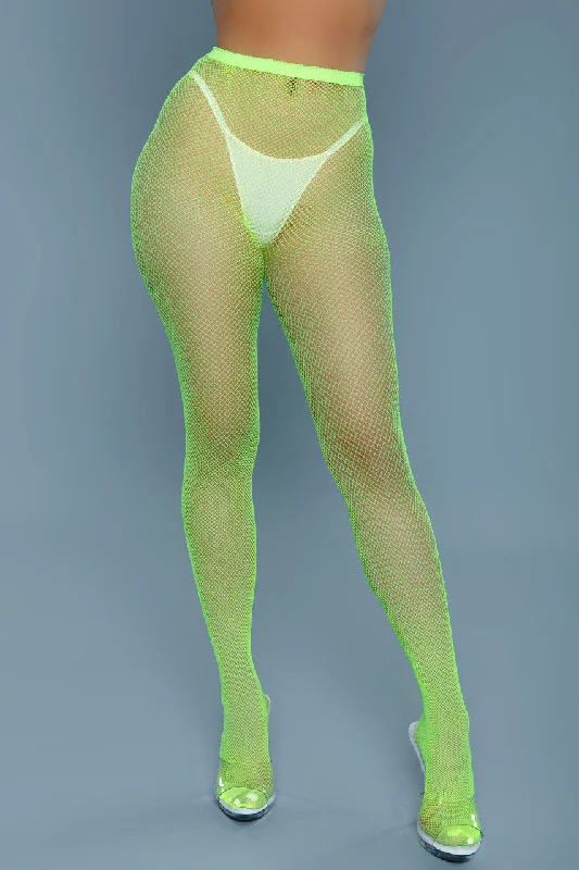 plus-size underwire demi-cups with lace trimBeWicked Up All Night Pantyhose Fishnet Neon Green