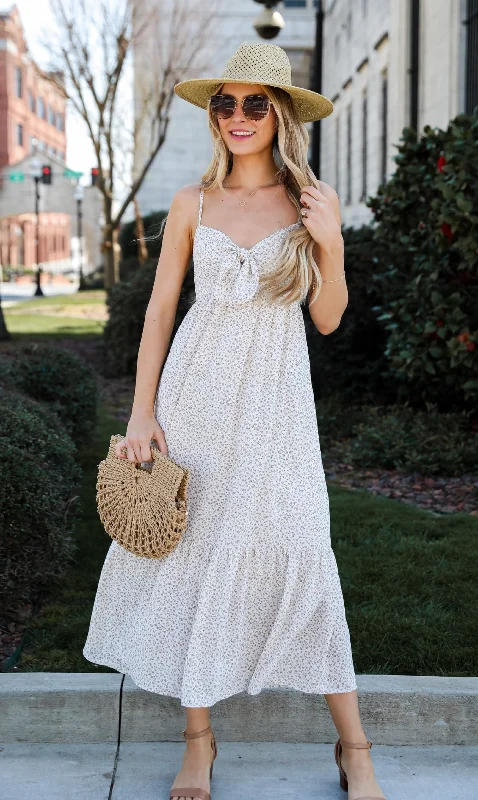 Women's Shawl Collar DressesFINAL SALE - Blissfully Graceful Cream Floral Maxi Dress