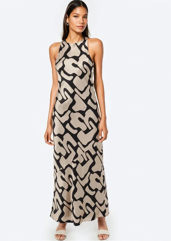 Women's V-Shaped Collar DressesAlthea Maxi Dress Abstract