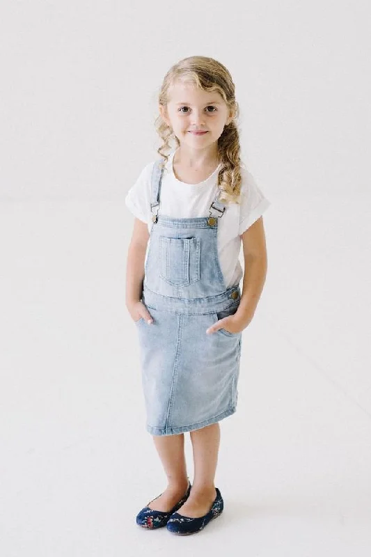 Women's Boat Hem Skirts'Emerson' Girl Light Denim Skirt Overalls