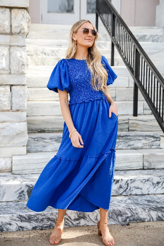 Women's U-Back DressesFINAL SALE - Exceptional Sight Blue Maxi Dress