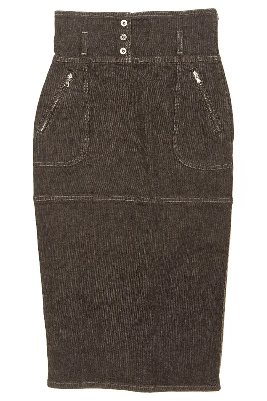 Women's Notched Collar SkirtsD& G Dark Grey Denim Pencil Skirt - IT 40