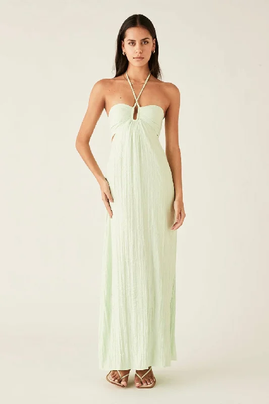 Women's Lapel Collar DressesAmazonite Mint Maxi Halter Dress