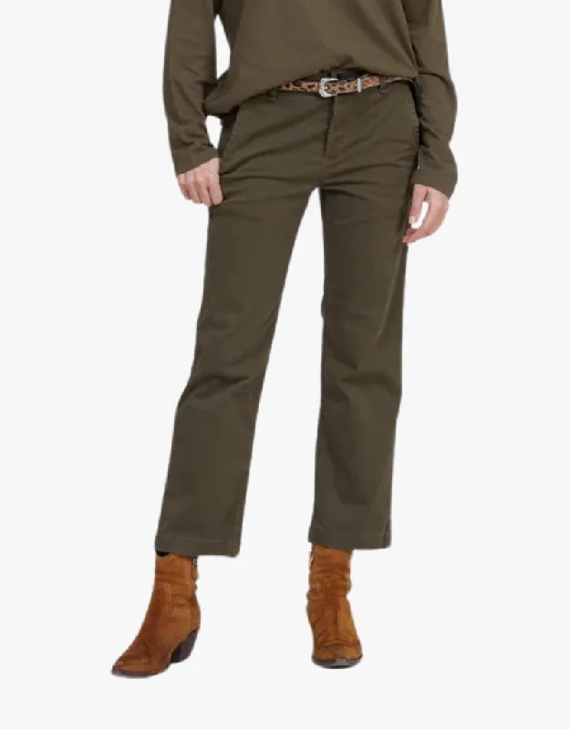 Women's Jodhpurs with Mid WaistASKK NY Slim Fit Twill Chinos in Safari Green