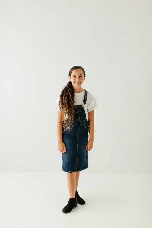 Women's Sporty Skirts'Emerson' Girl Denim Skirt Overalls in Dark Wash