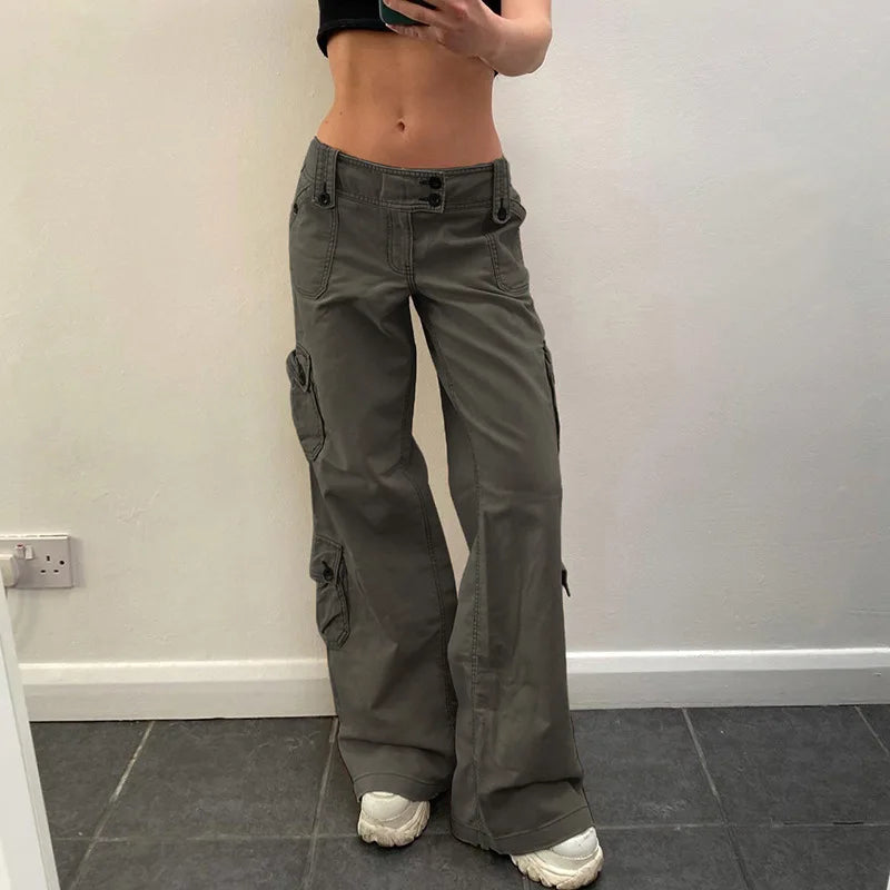 Women's Jodhpurs with Peter Pan CollarSummer Double-breasted Cargo Multi-pocket Denim Pants