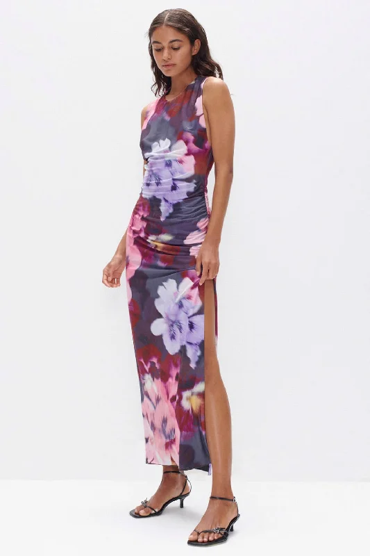 Women's High Collar DressesChameleon Purple Iris Floral Tank Maxi Dress