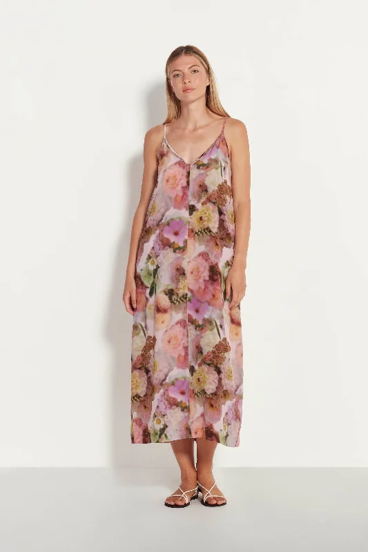 Women's Bell-Sleeve DressesJuliette Hogan Always Slip Dress - Glass Flower Silk, Glaze