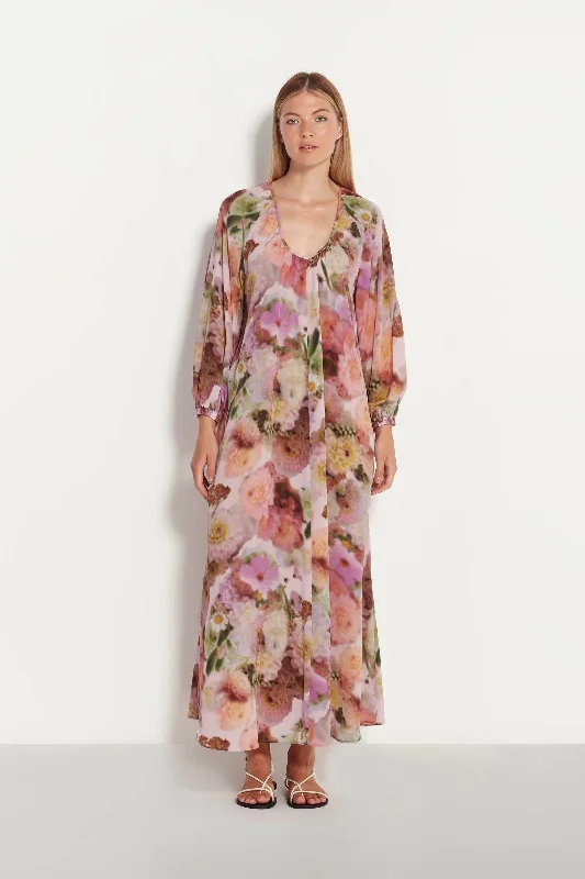 Women's Cap-Sleeve DressesJuliette Hogan Sorrento Dress  - Glass Flower Silk, Glaze