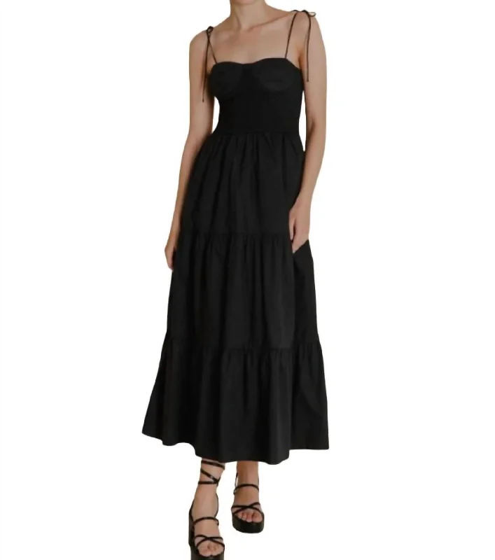 Women's Off-Shoulder DressesBustier Midi Dress In Black