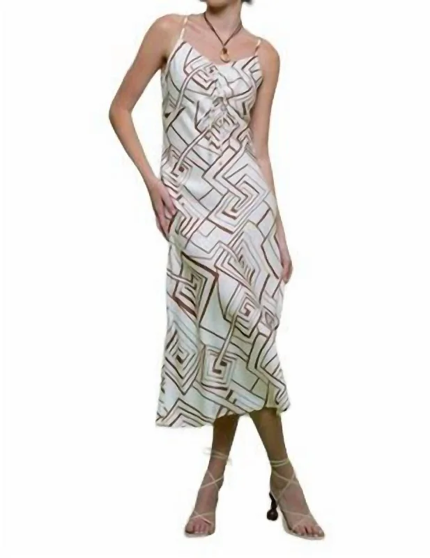 Women's Notched Collar DressesGeo Midi Dress In Ivory