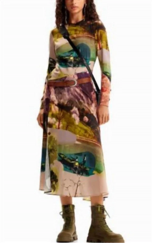  Women's A-Line DressesM. Christian Lacroix Collage Midi Dress In Multi