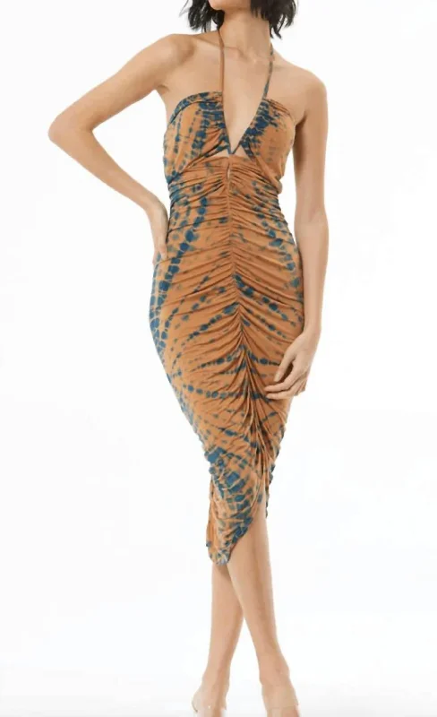 Women's Halter DressesOlena Midi Dress In Ocean Tiger Eye