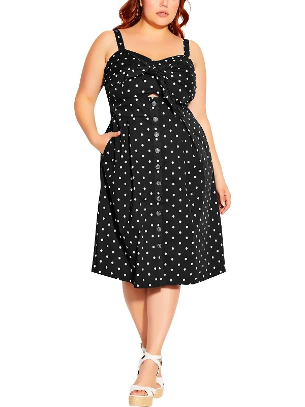  Women's A-Line DressesPlus Womens Sleeveless Polka Dot Midi Dress