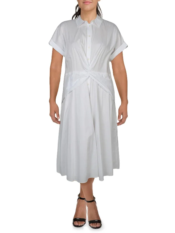 Women's Shawl Collar DressesWomens Daytime Midi Shirtdress