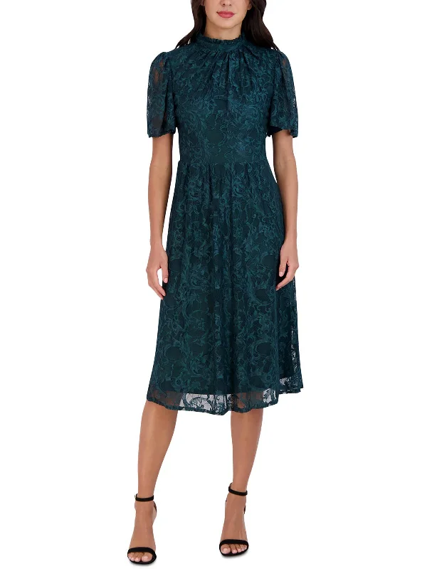 Women's High-Neck DressesWomens Lace Midi Fit & Flare Dress