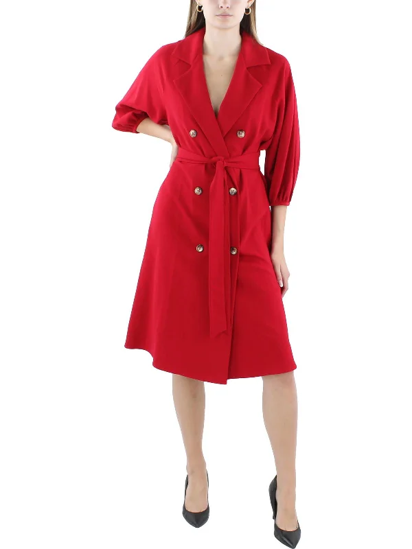 Women's Cap-Sleeve DressesWomens Midi Tie Waist Shirtdress