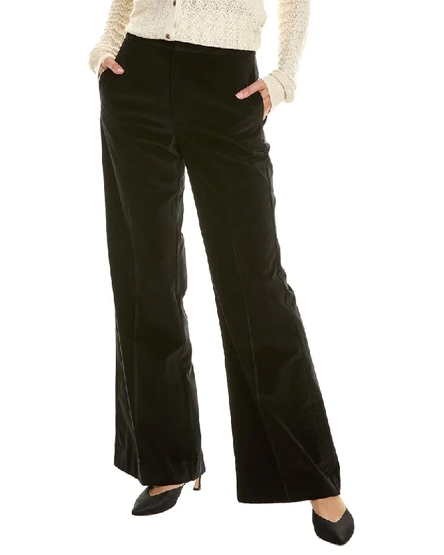 Women's Jodhpurs with U-Shaped Collar7 For All Mankind Tailored Modern Dojo Velvet Black Pant