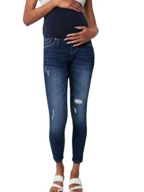 Women's Jodhpurs with Notched CollarApril Full Band Maternity Ankle Skinny Jeans In Medium Wash