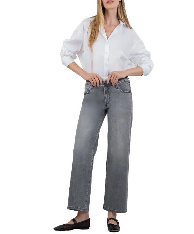 Women's Jodhpurs with Rounded HemCharlotte Mid Rise Jeans In Explained With Grey Base Wash