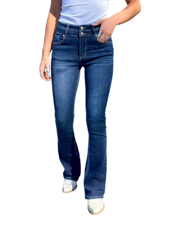 Women's Jodhpurs with Keyhole NeckHigh Rise Skinny Bootcut Jeans In Dark Wash