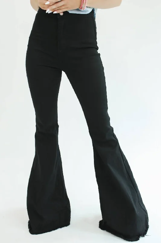 Women's Jodhpurs with Lapel CollarMonica Flare Jean In Black