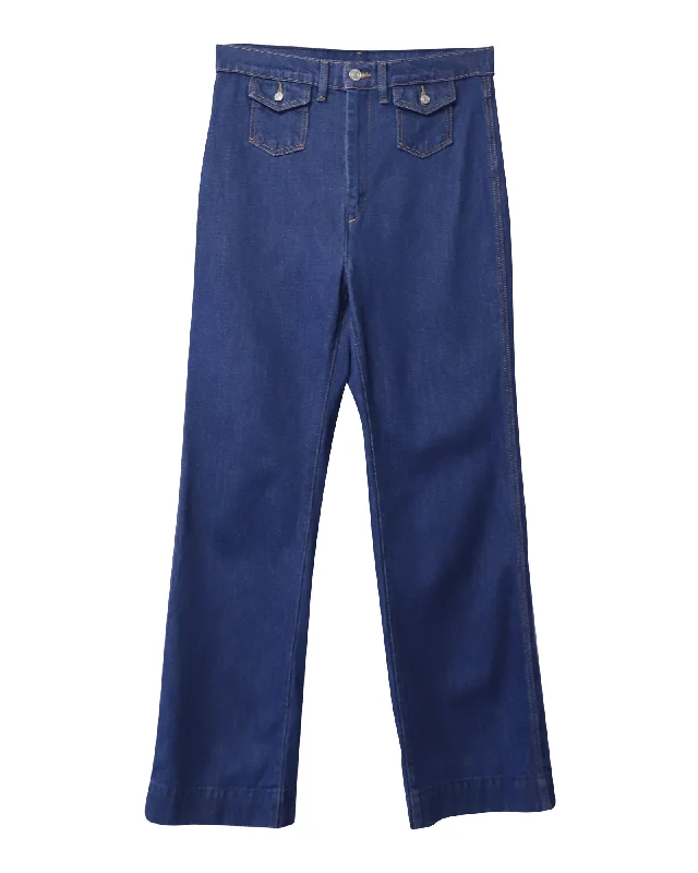 Women's Jodhpurs with Mandarin CollarRe/done Straight Leg Denim Jeans in Blue Cotton