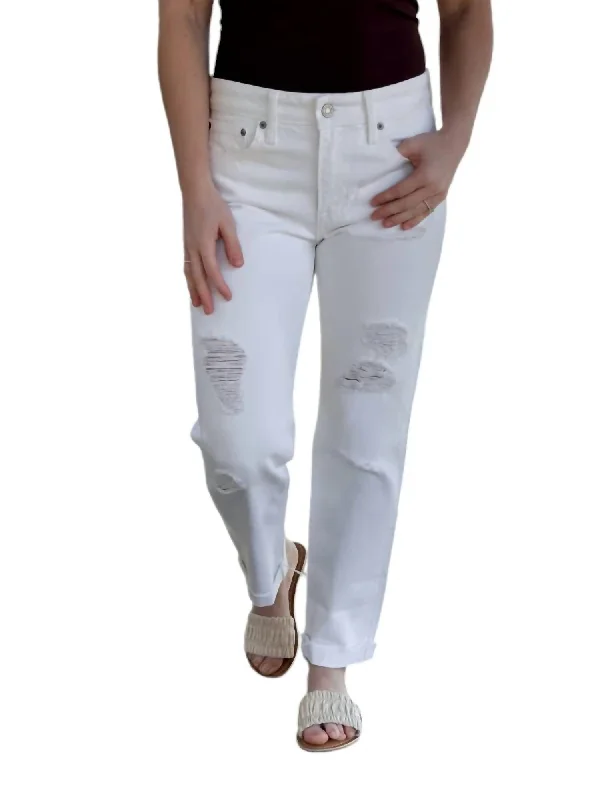 Women's Jodhpurs with Rounded HemSienna Slim Boyfriend Jeans In White