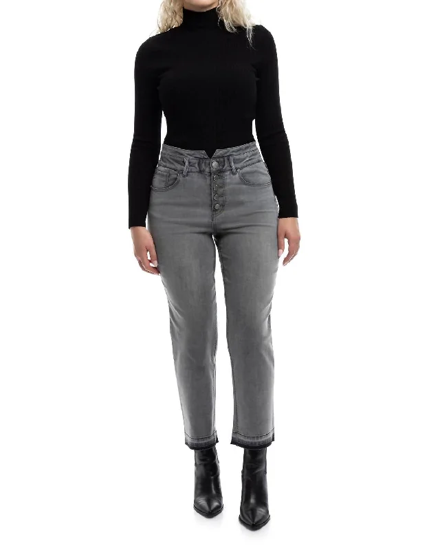 Women's Jodhpurs with V-Shaped CollarVienna Relaxed Straight Leg Jean In Washed Black