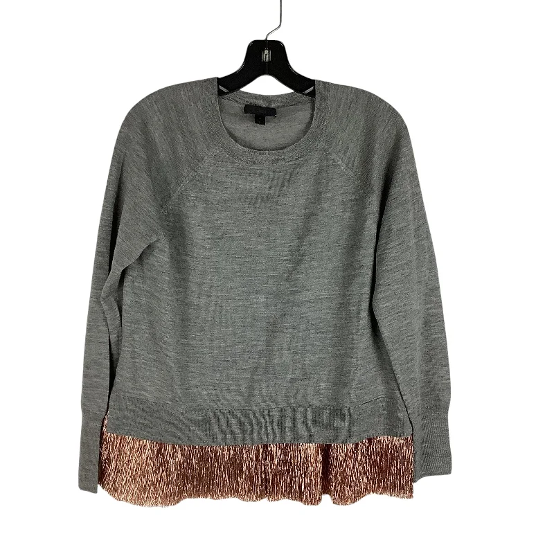 Women's Blouse with Sweetheart CollarTop Long Sleeve By J. Crew In Grey, Size: S